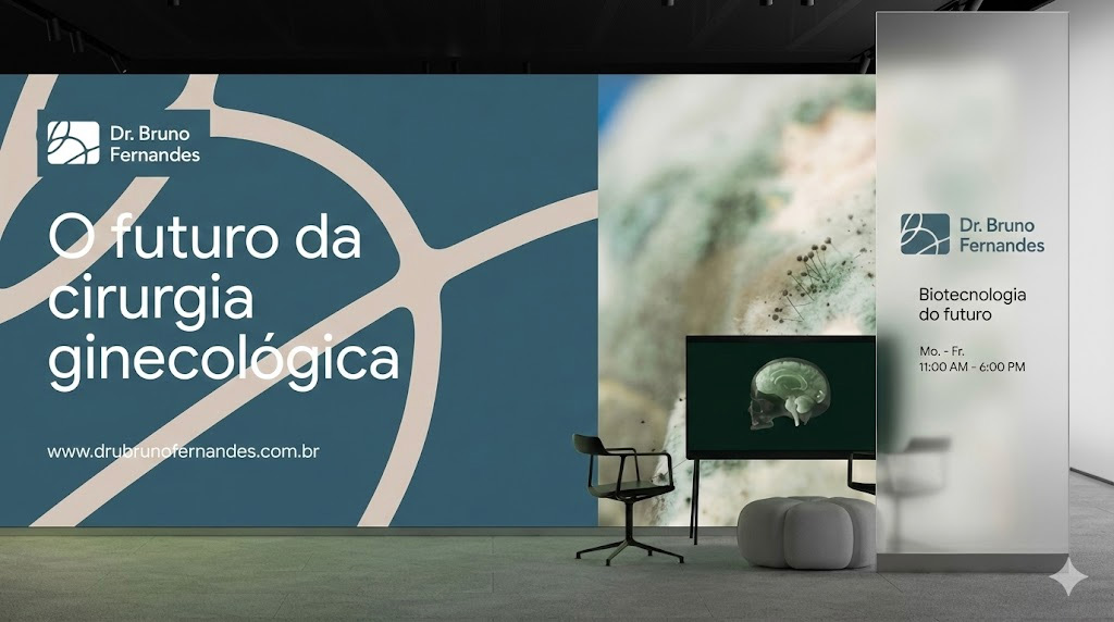 Identidade visual em painel para evento de cirurgia ginecológica